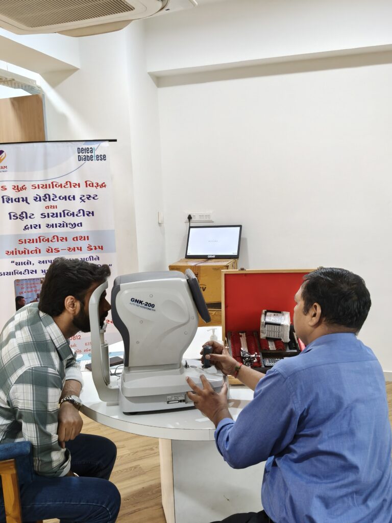 Corporate Diabetes and Eye Check-up Camp organized by Shivam Charitable Trust and Defeat Diabetes at Lucent Innovation IT Company for employee wellness and preventive healthcare awareness.