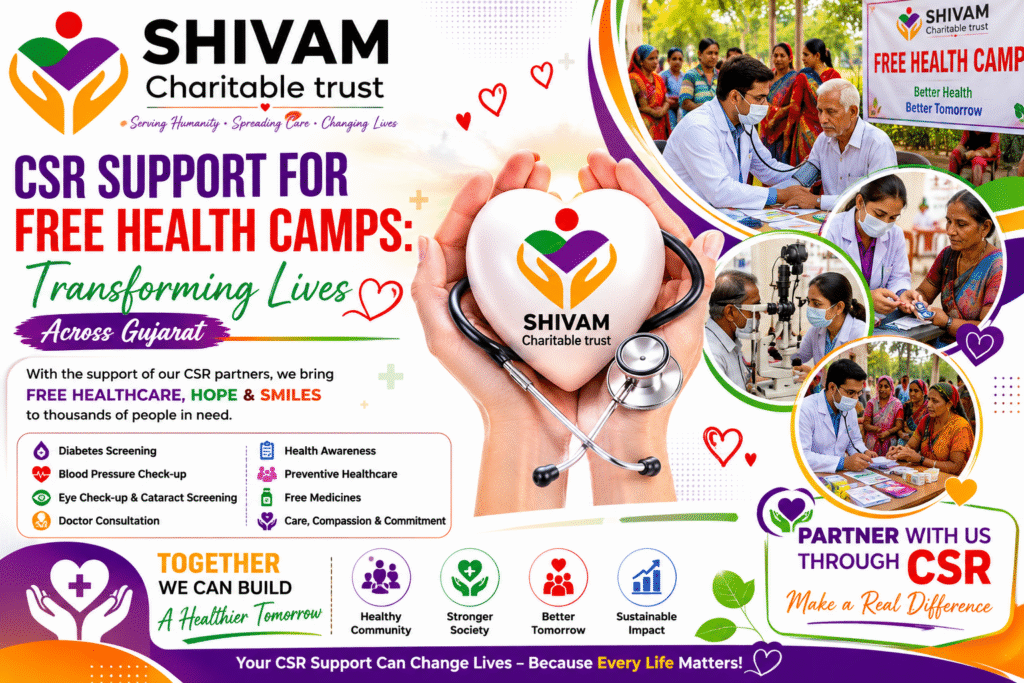 CSR Support for Free Health Camps by Shivam Charitable Trust across Gujarat