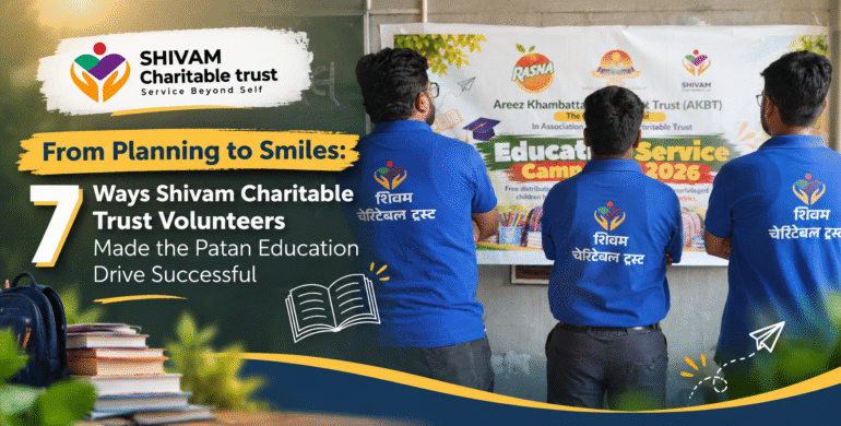 Shivam Charitable Trust Volunteers supporting children during the Patan Education Drive