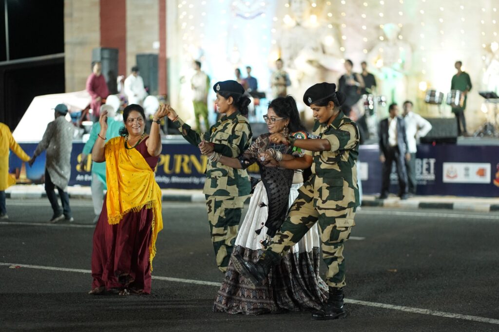 Shivam Charitable Trust Sharadotsav celebration with BSF jawans and traditional Gujarati Garba at Nara Bet Border